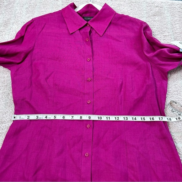 NWT Classiques Entier Fuchsia Long Line Shirt Tunic Size Medium 100% Linen - Picture 7 of 14